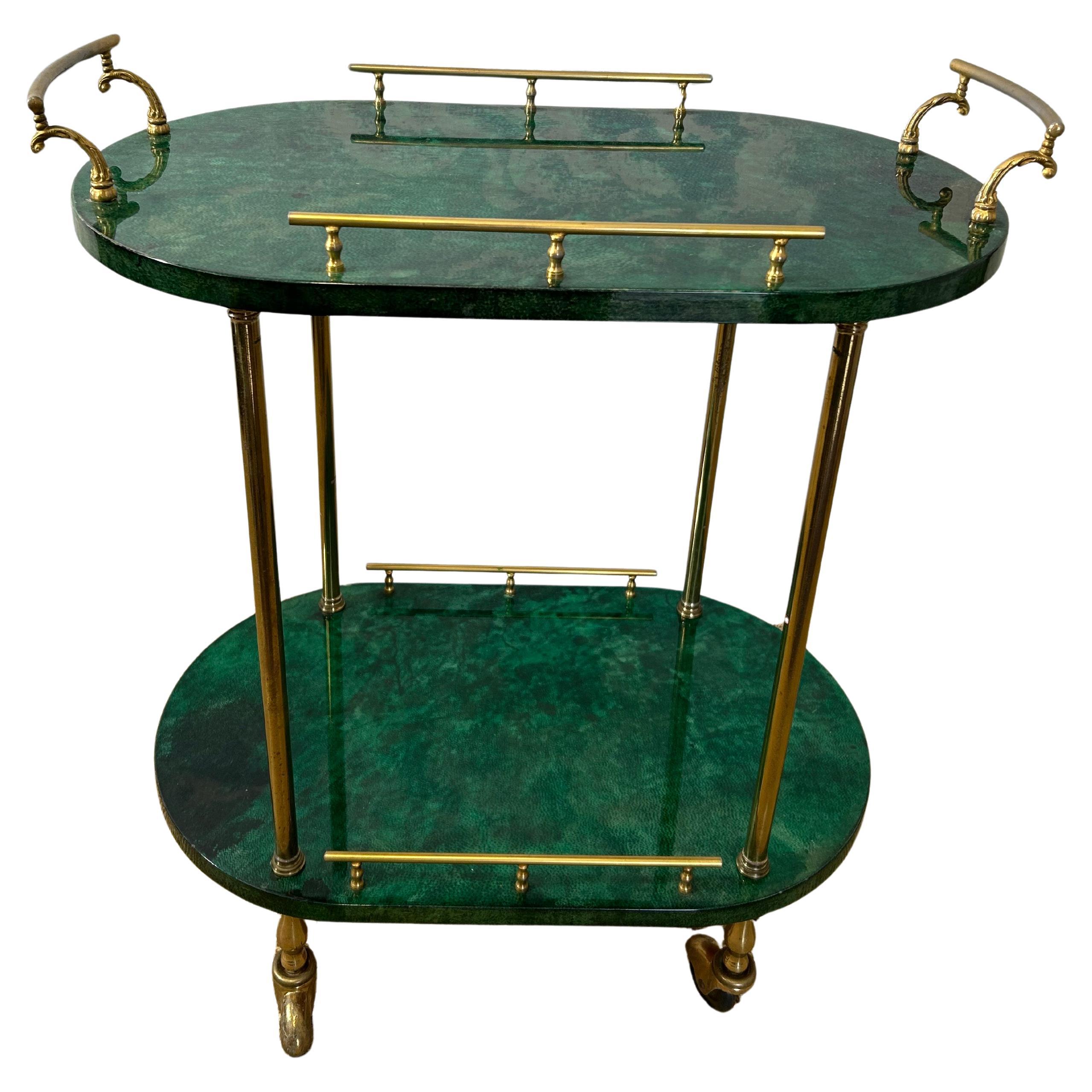 Petit Aldo Tura Bar Cart en Greene & Greene, Italie années 1960