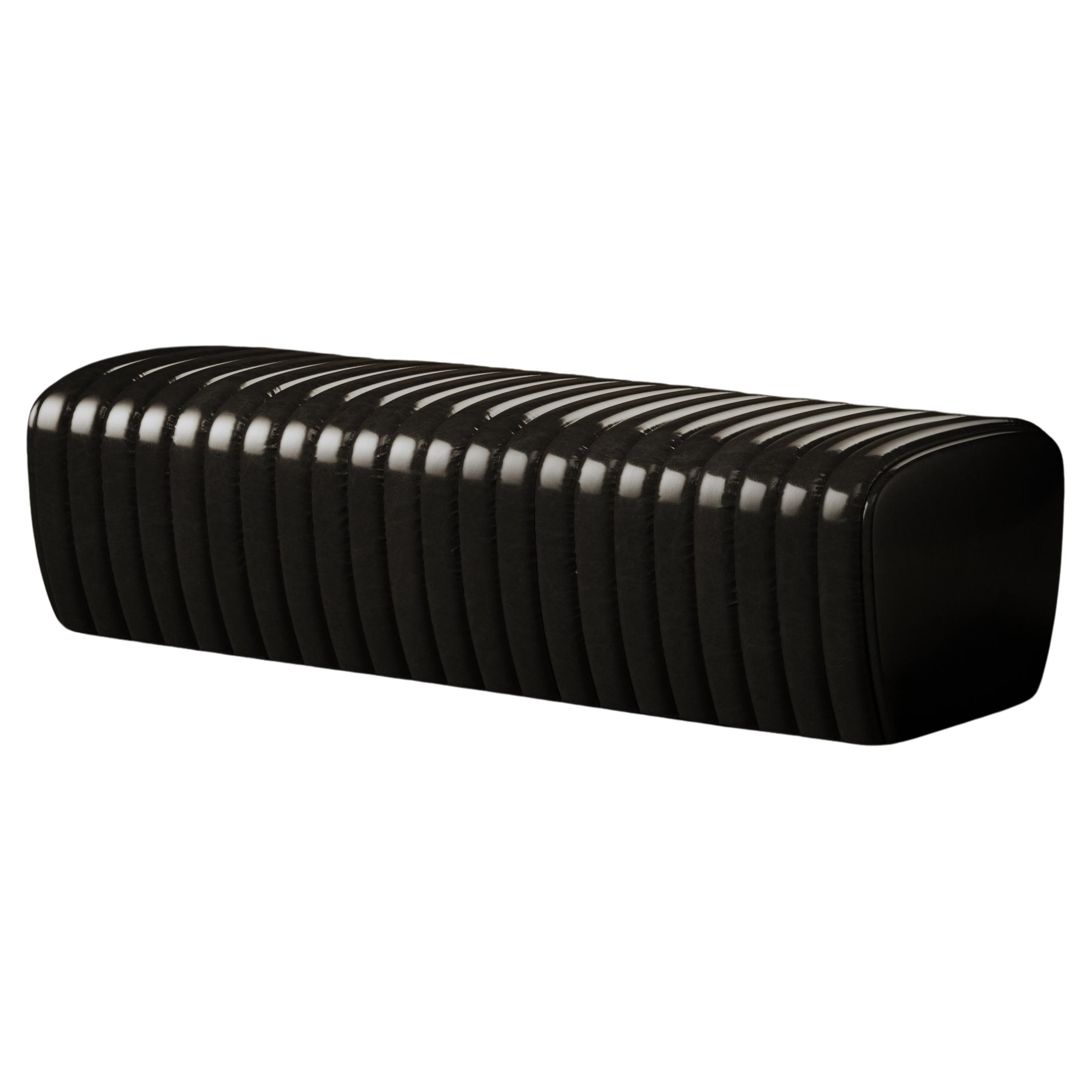 Petit Arret bench in black Shining leather - READY TO SHIP For Sale