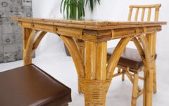 Petit Bamboo Rattan Reed Two Chairs Dinette Table 3 Piece Dining Small Table