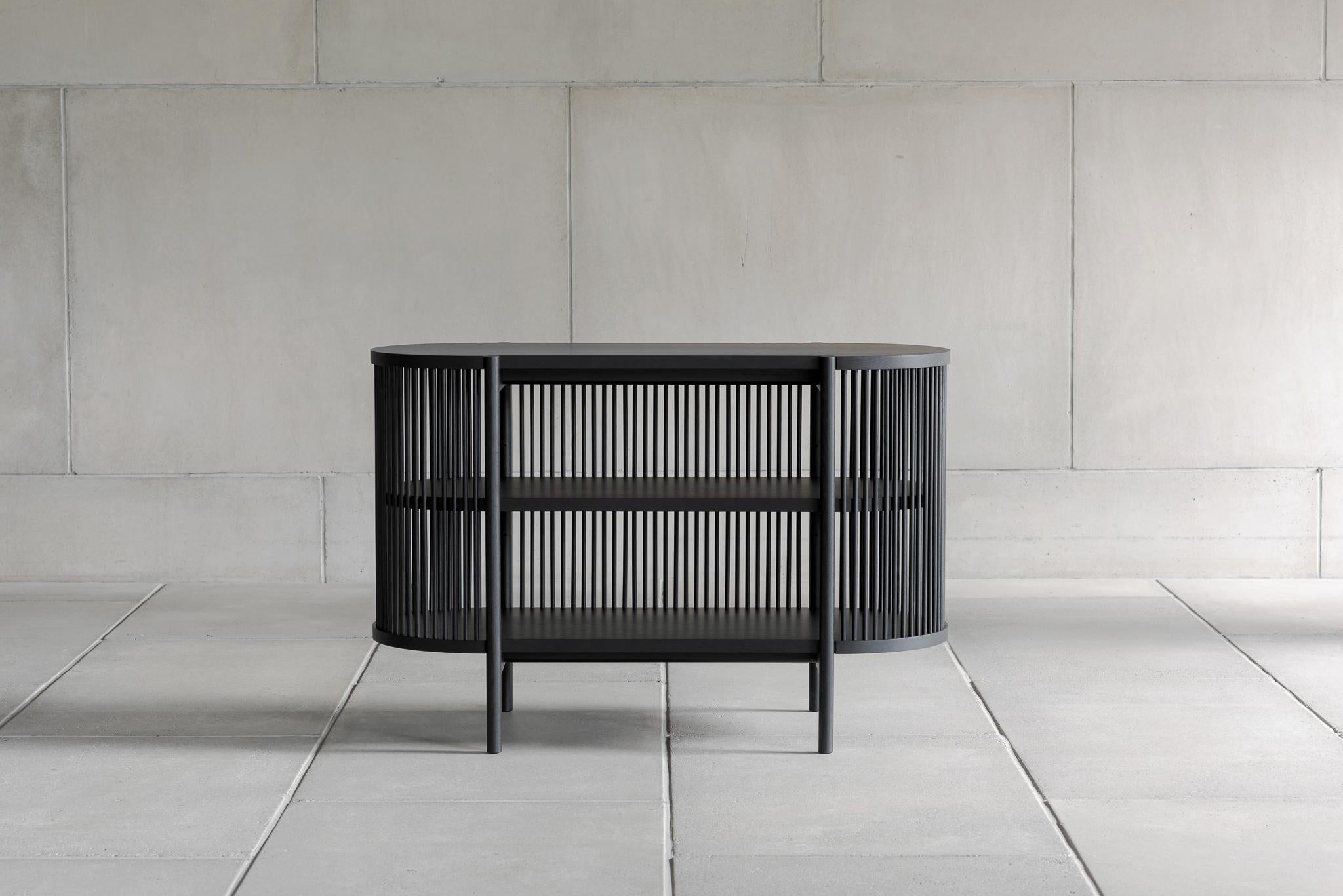 Travail du bois Petit Bastone Sideboard in Black with Doors by Poiat en vente