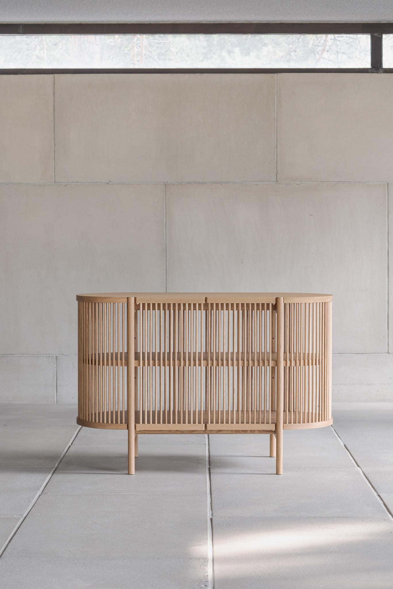 Scandinavian Modern Petit Bastone Sideboard in Oak with Doors by Poiat For Sale