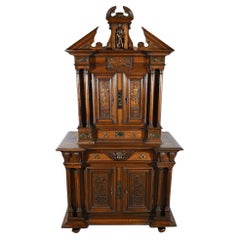 Kleines zweischaliges Buffet aus massivem Nussbaum, Renaissance-Stil - Mitte des 19.