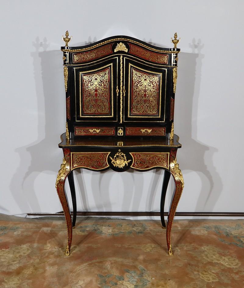 Small Cabinet in Boulle Marquetry, Napoleon III period – Mid-19th century In Good Condition For Sale In HÉRIC, FR