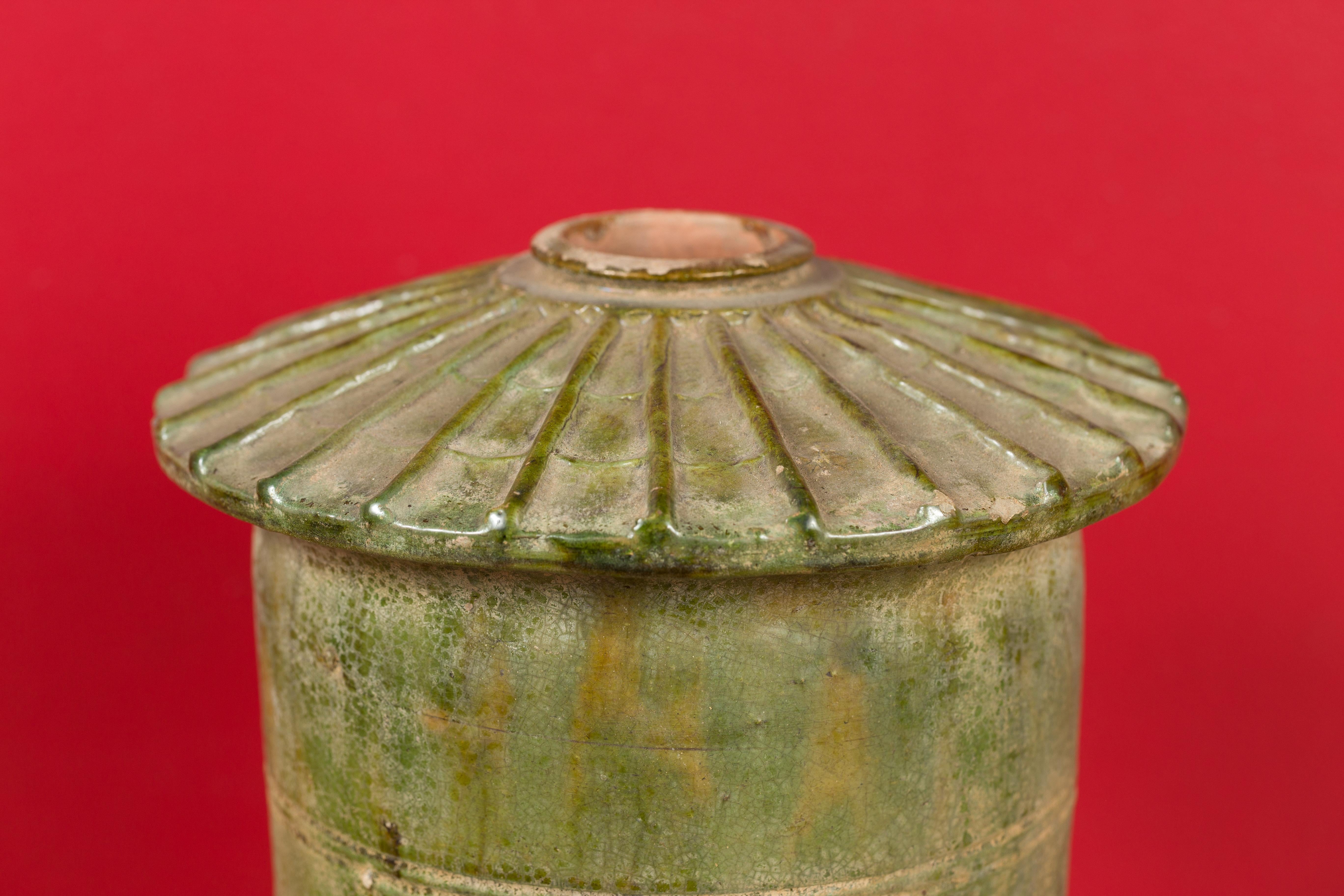 18th Century and Earlier Petit Chinese Ming Dynasty 17th Century Terracotta Granary with Verdigris Patina For Sale