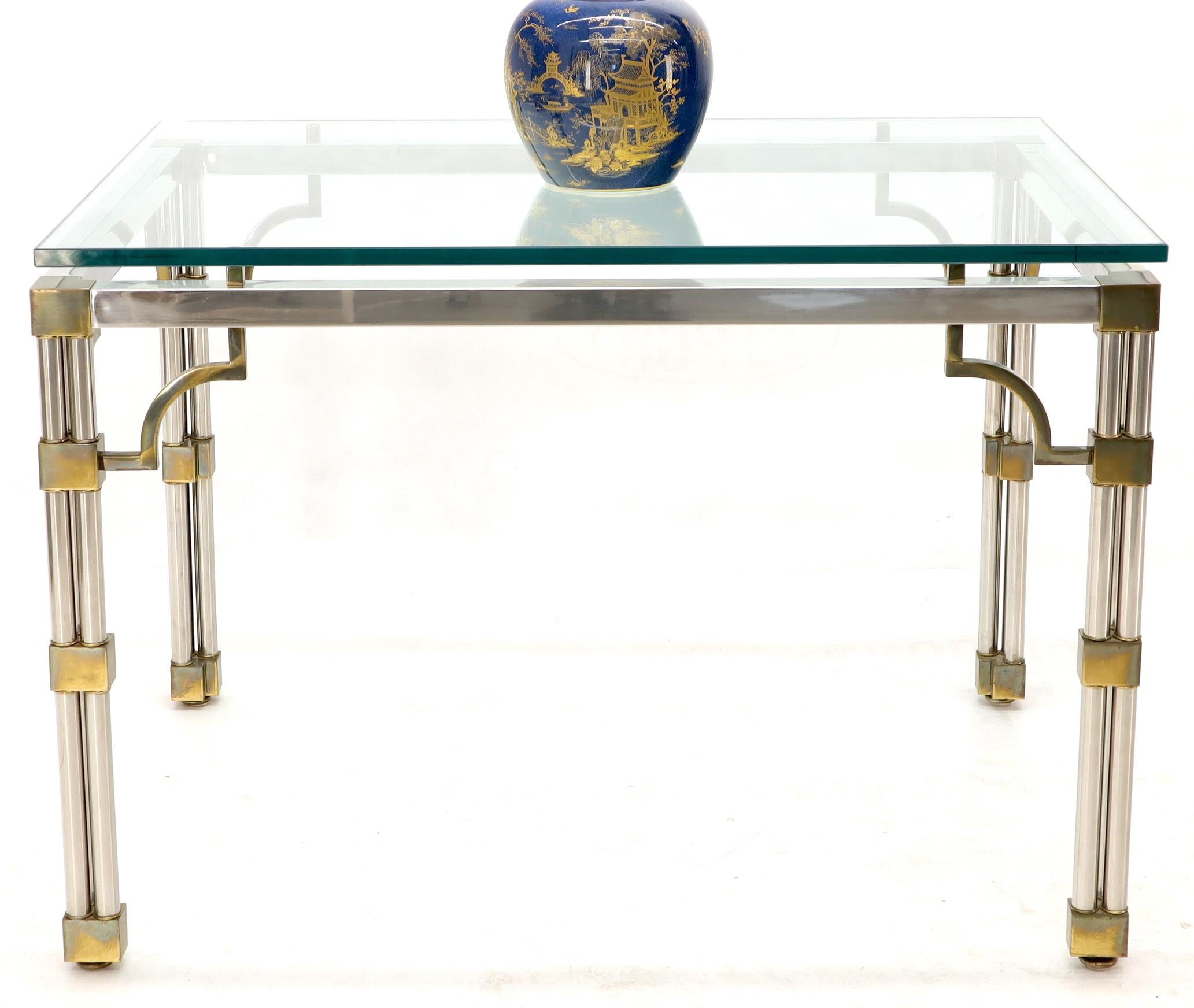 Petit Chrome Brass and Thick Glass Top Dining or Writing Table For Sale 4