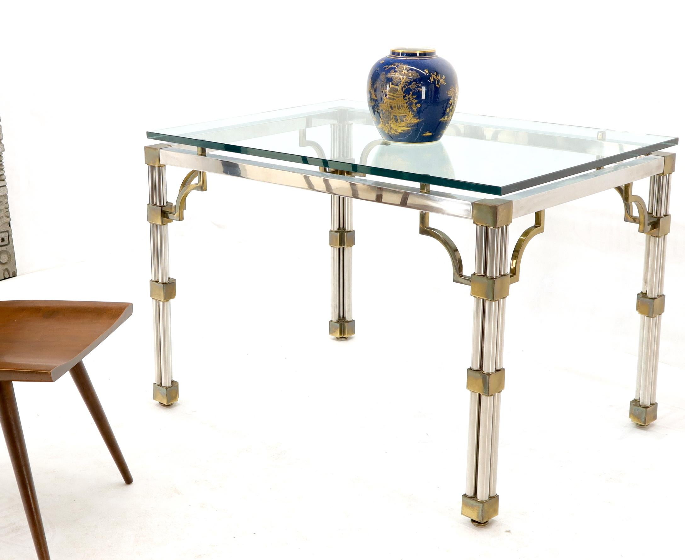 Petit Chrome Brass and Thick Glass Top Dining or Writing Table For Sale 5