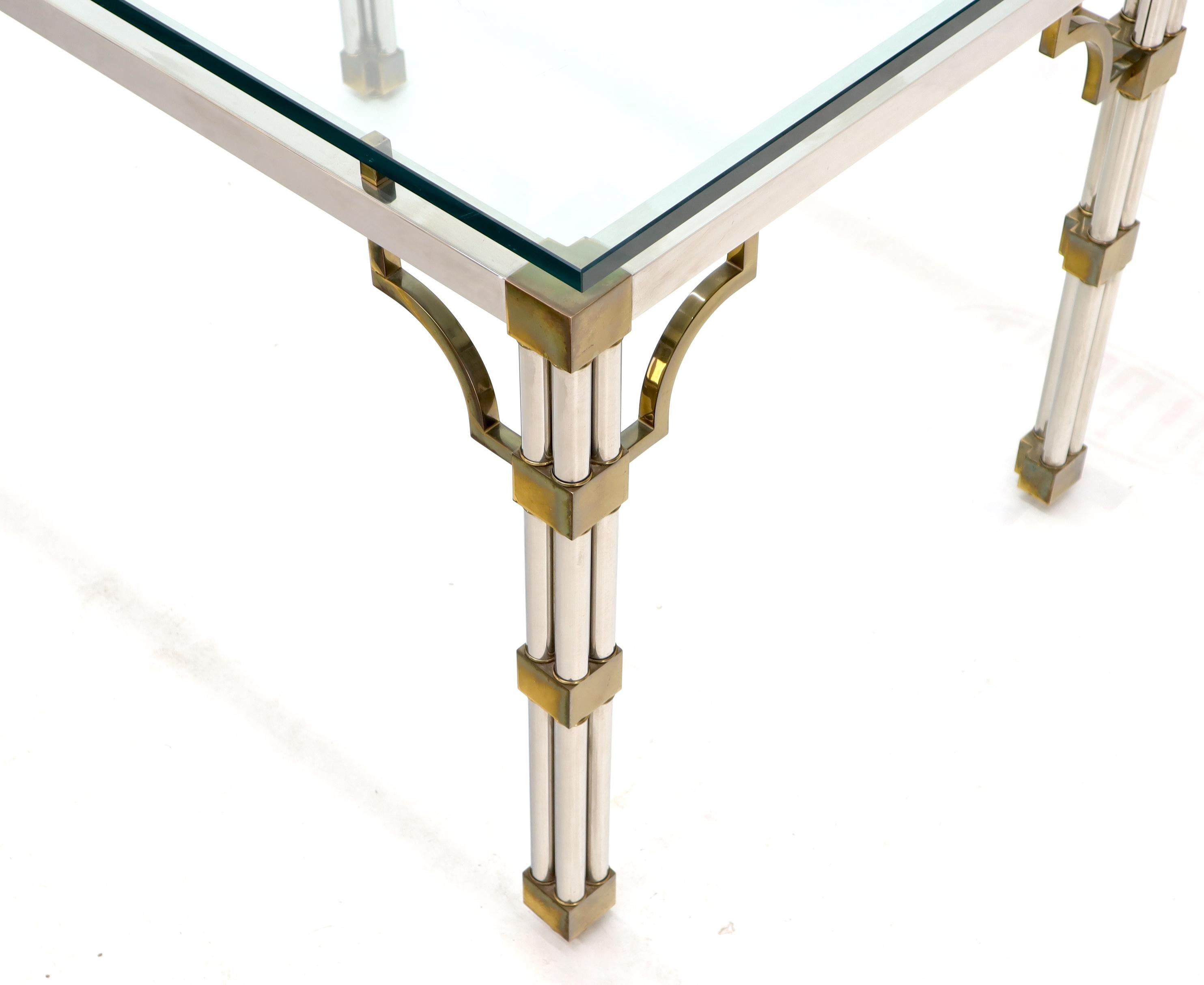 Petit Chrome Brass and Thick Glass Top Dining or Writing Table For Sale 2