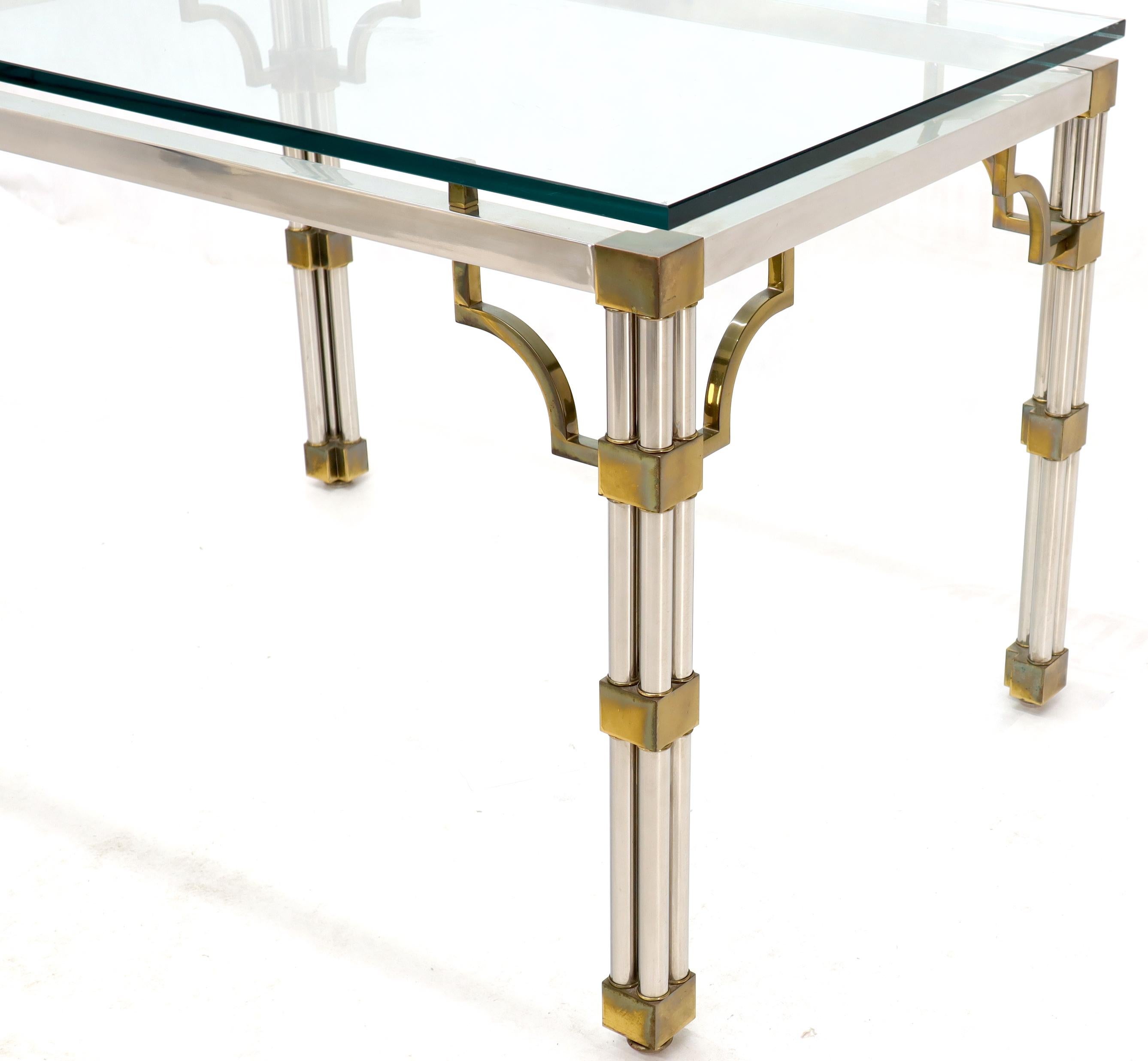 Petit Chrome Brass and Thick Glass Top Dining or Writing Table For Sale 3