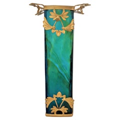 Petit Dore Bronze Art Glass Art Nouveau Vase