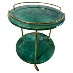 Pequeña mesa auxiliar ALDO TURA verde esmeralda, Italia Años 60