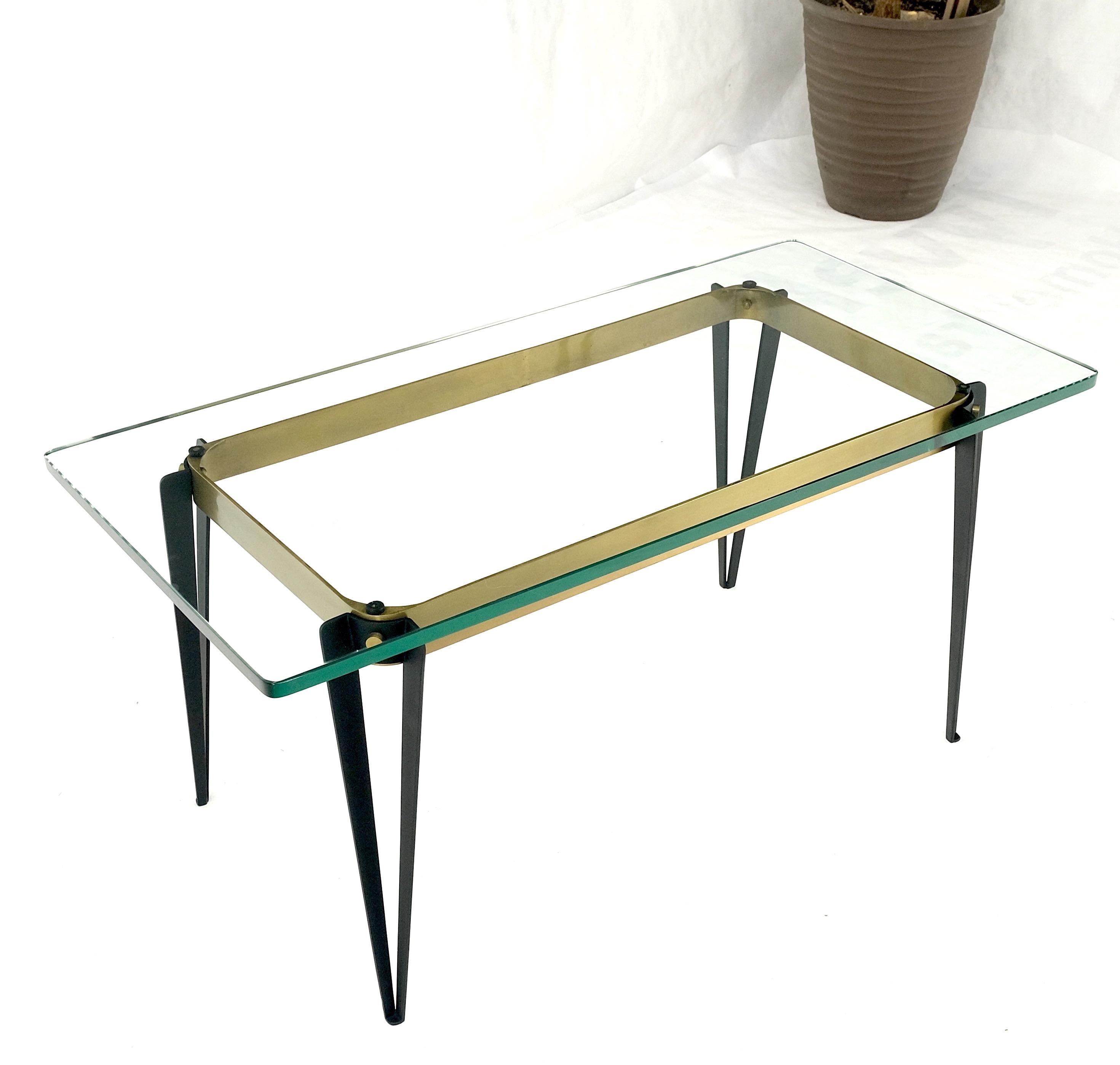 American Petit Fontana Arte Mid-Century Modern Brass & Glass Rectangle Coffee Table Mint! For Sale