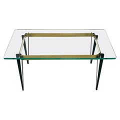 Petit Fontana Arte Mesa de centro rectangular de latón y cristal moderna de mediados de siglo ¡Menta!