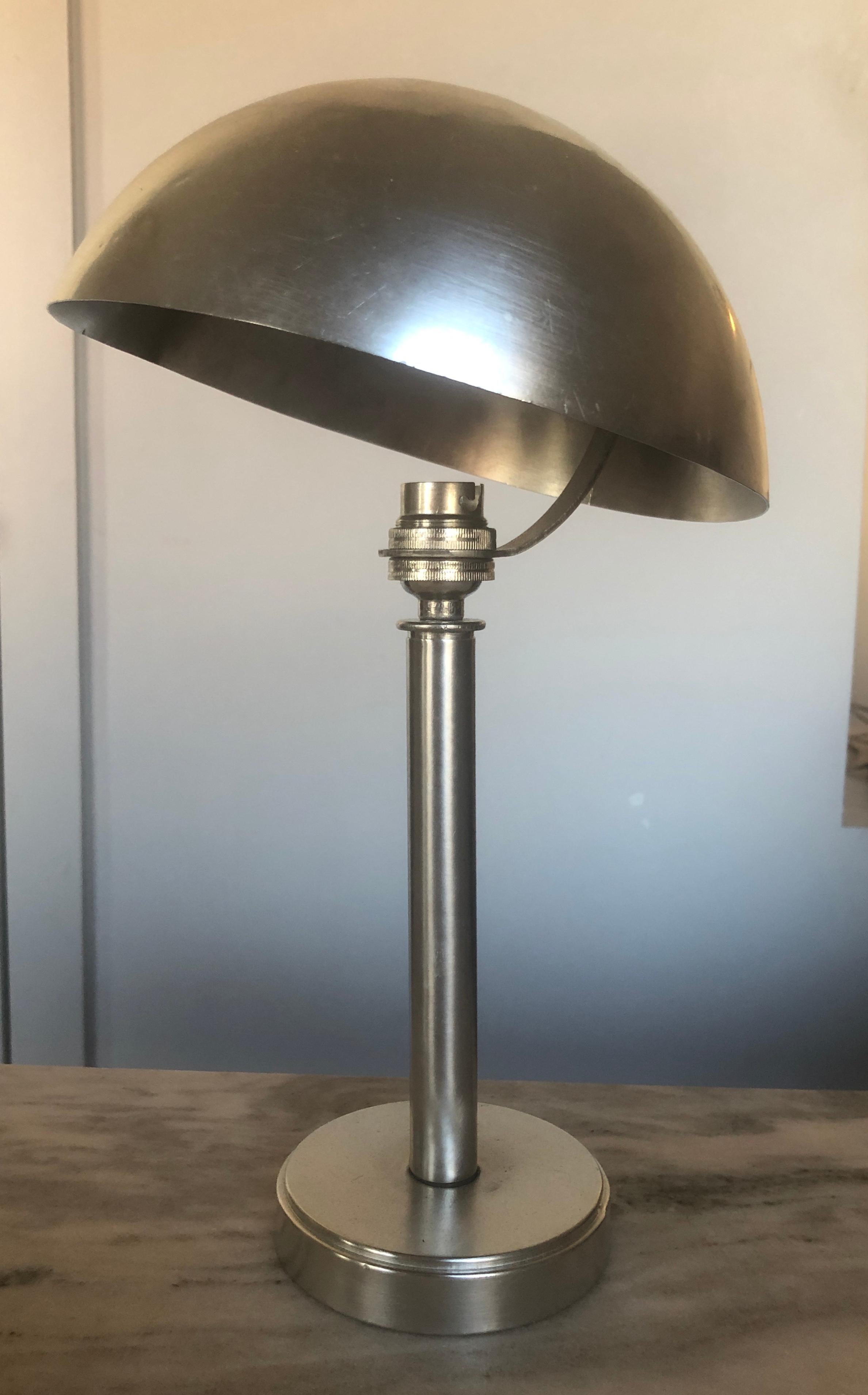 Mid-20th Century Petit French Art Deco Nickeled Bronze Table Lamp For Sale