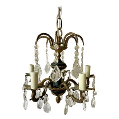 Lampadario in ottone e cristallo stile impero francese Petit Lampadario in ottone e cristallo stile impero francese Petit