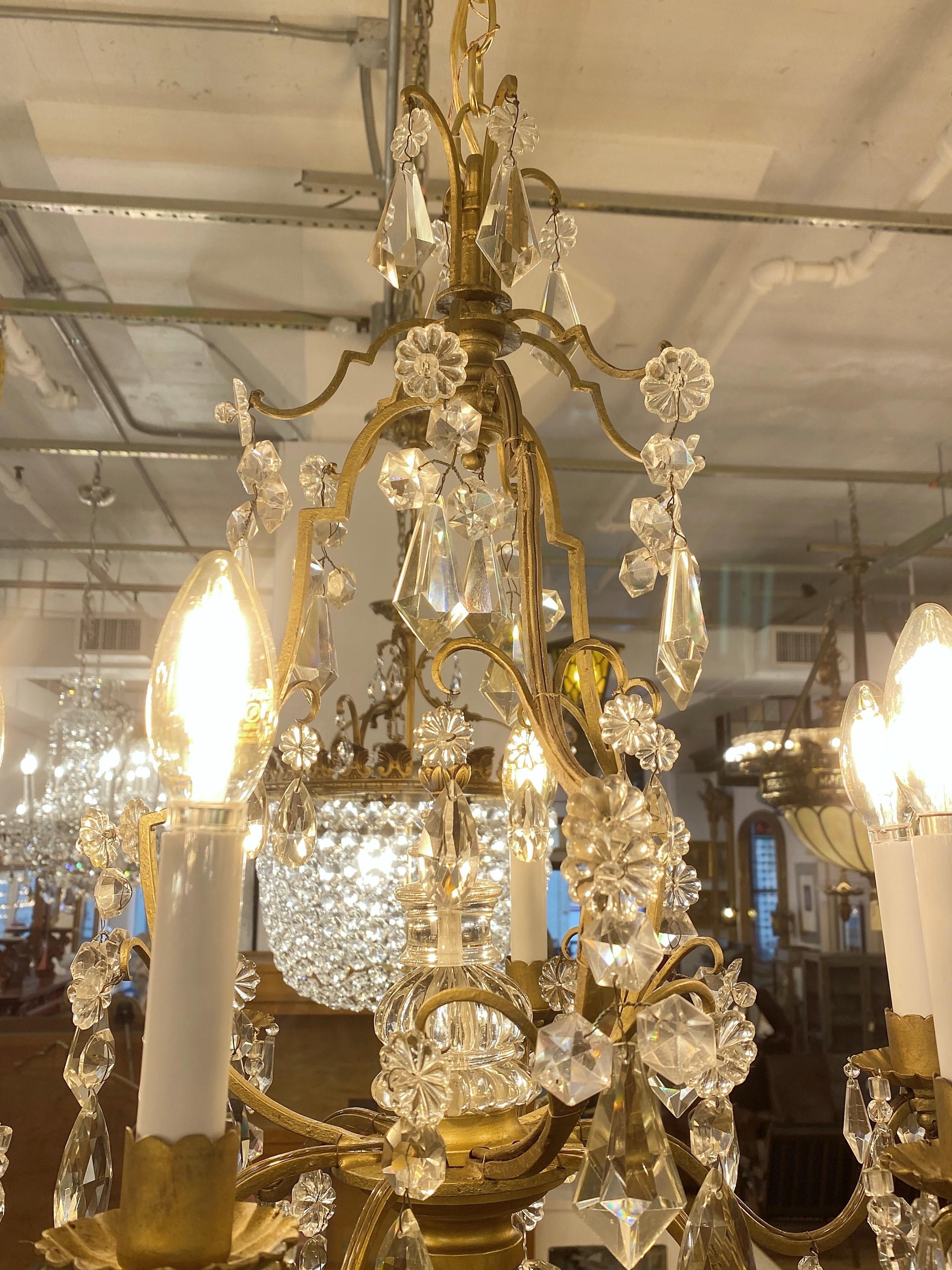 Small French Louis XV Crystal Chandelier 6 Candelabra Lights For Sale 2