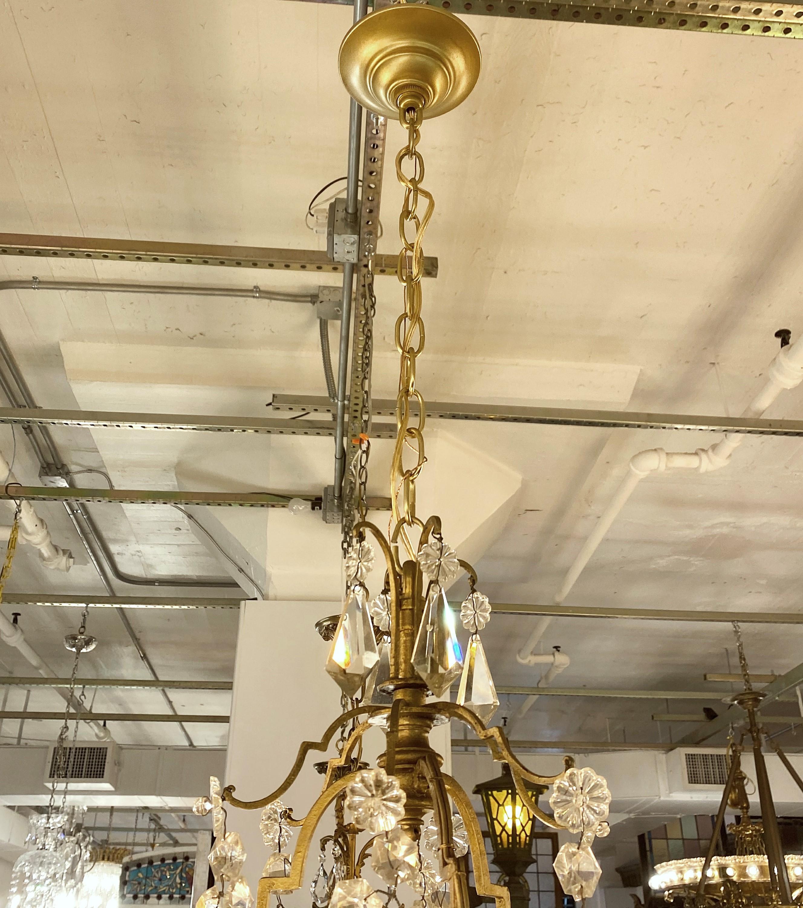 Small French Louis XV Crystal Chandelier 6 Candelabra Lights For Sale 3