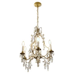 Vintage Small French Louis XV Crystal Chandelier 6 Candelabra Lights