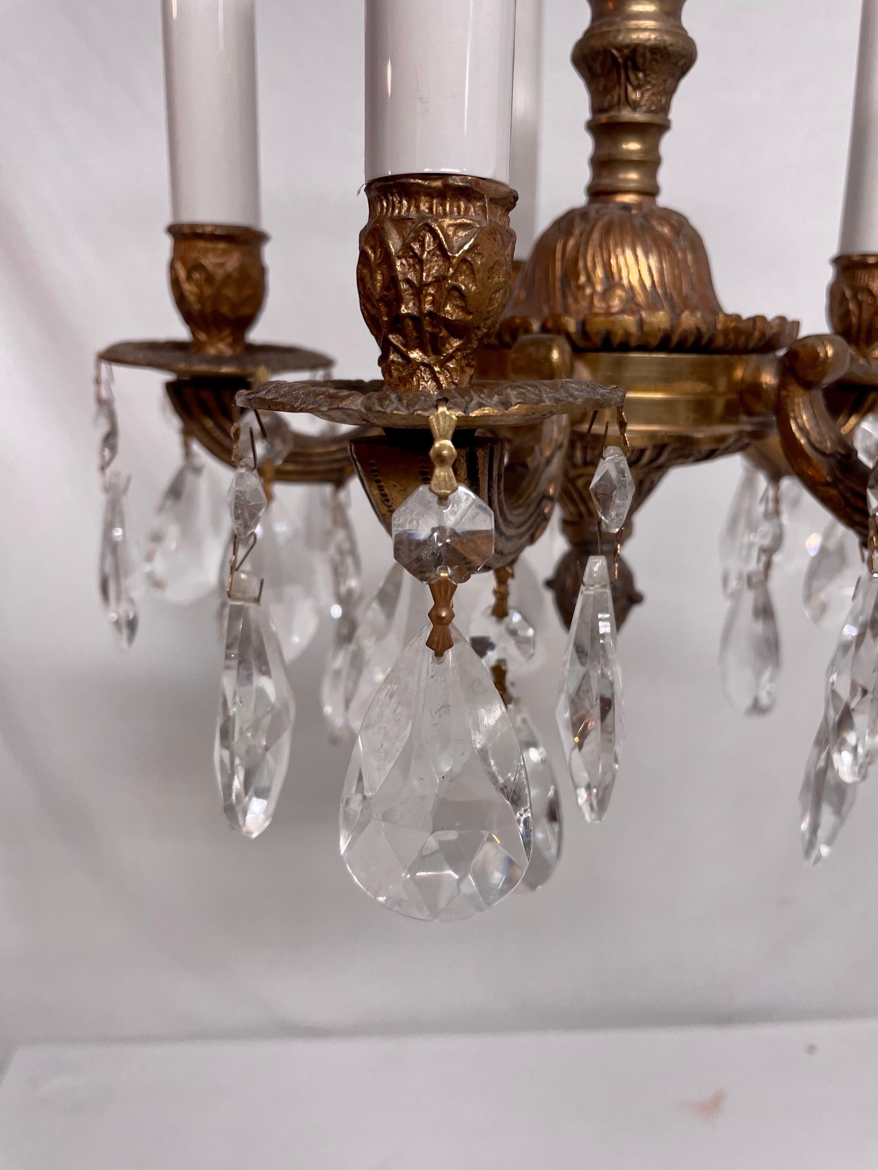 Petit French Style Brass and Crystal Chandelier For Sale 5