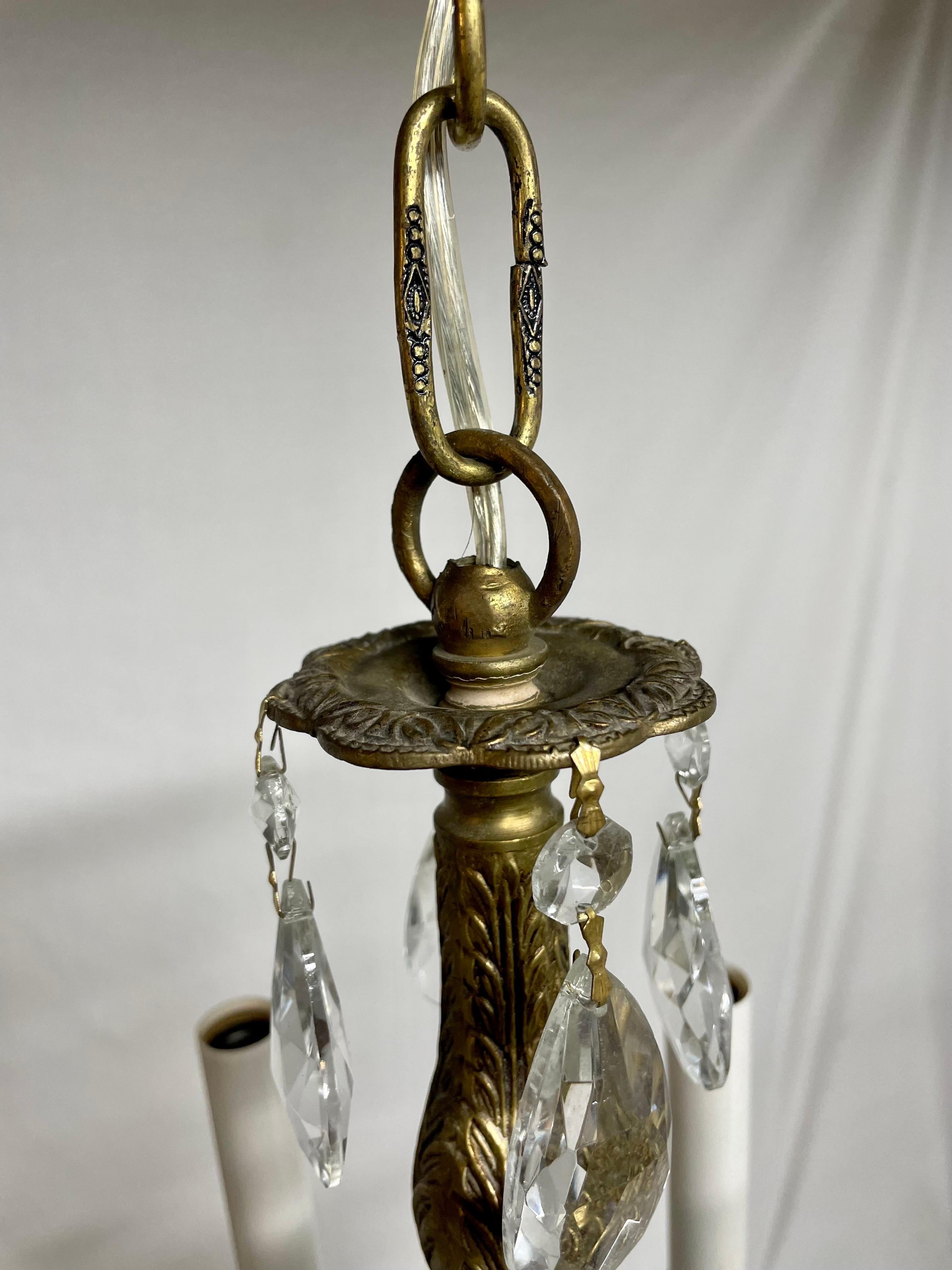 Petit French Style Brass and Crystal Chandelier For Sale 6
