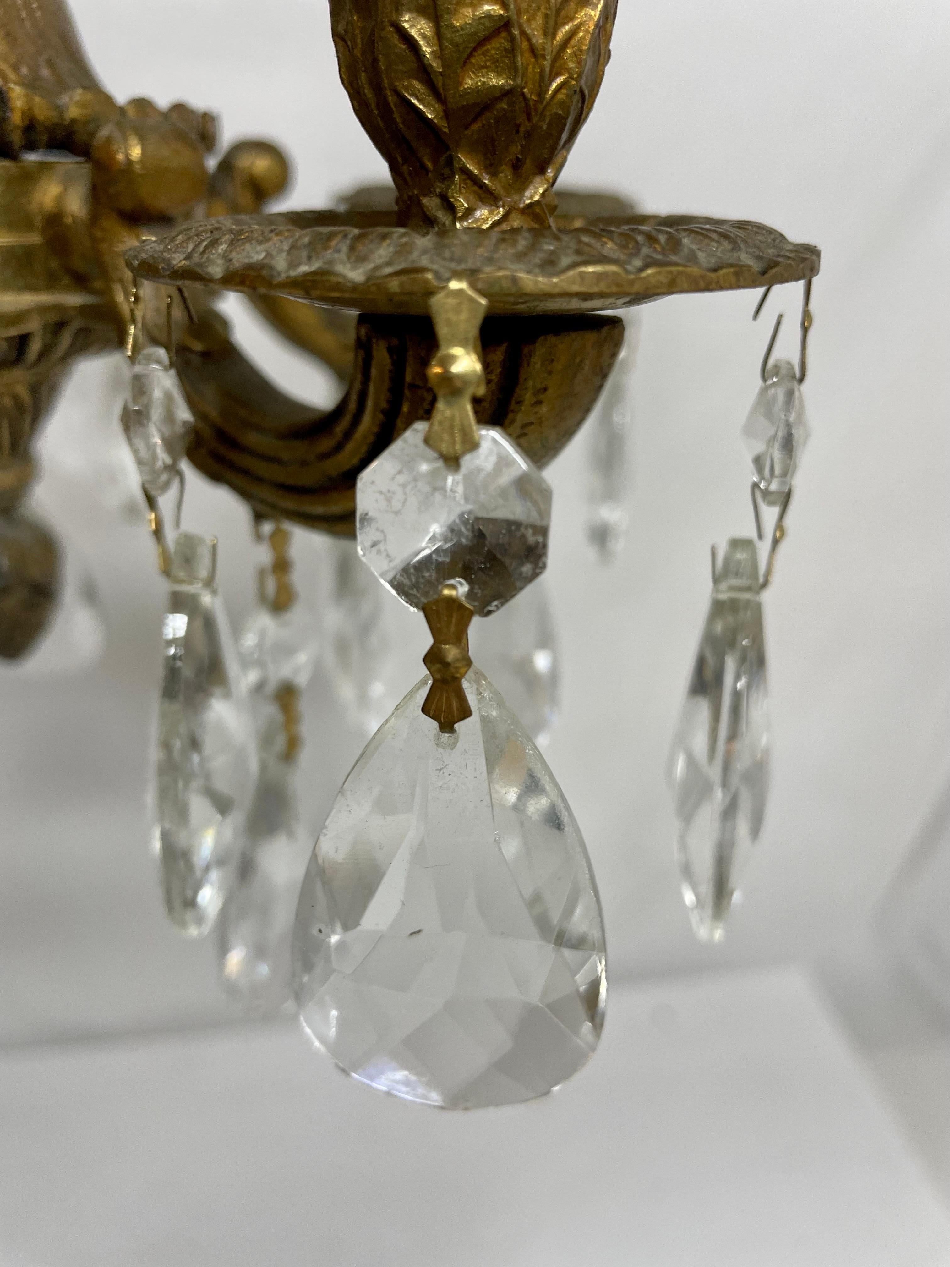 Petit French Style Brass and Crystal Chandelier For Sale 7