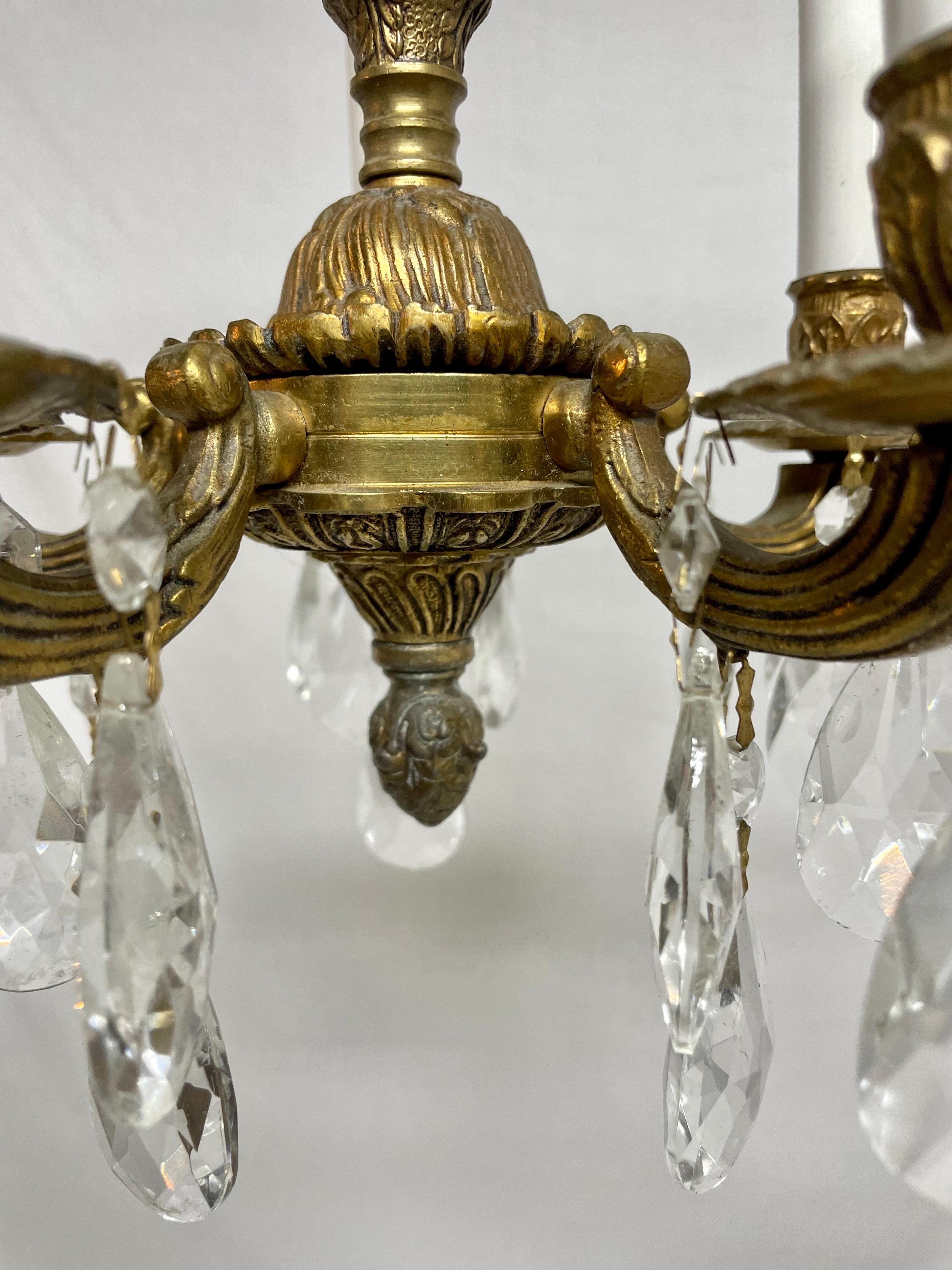 Petit French Style Brass and Crystal Chandelier For Sale 1