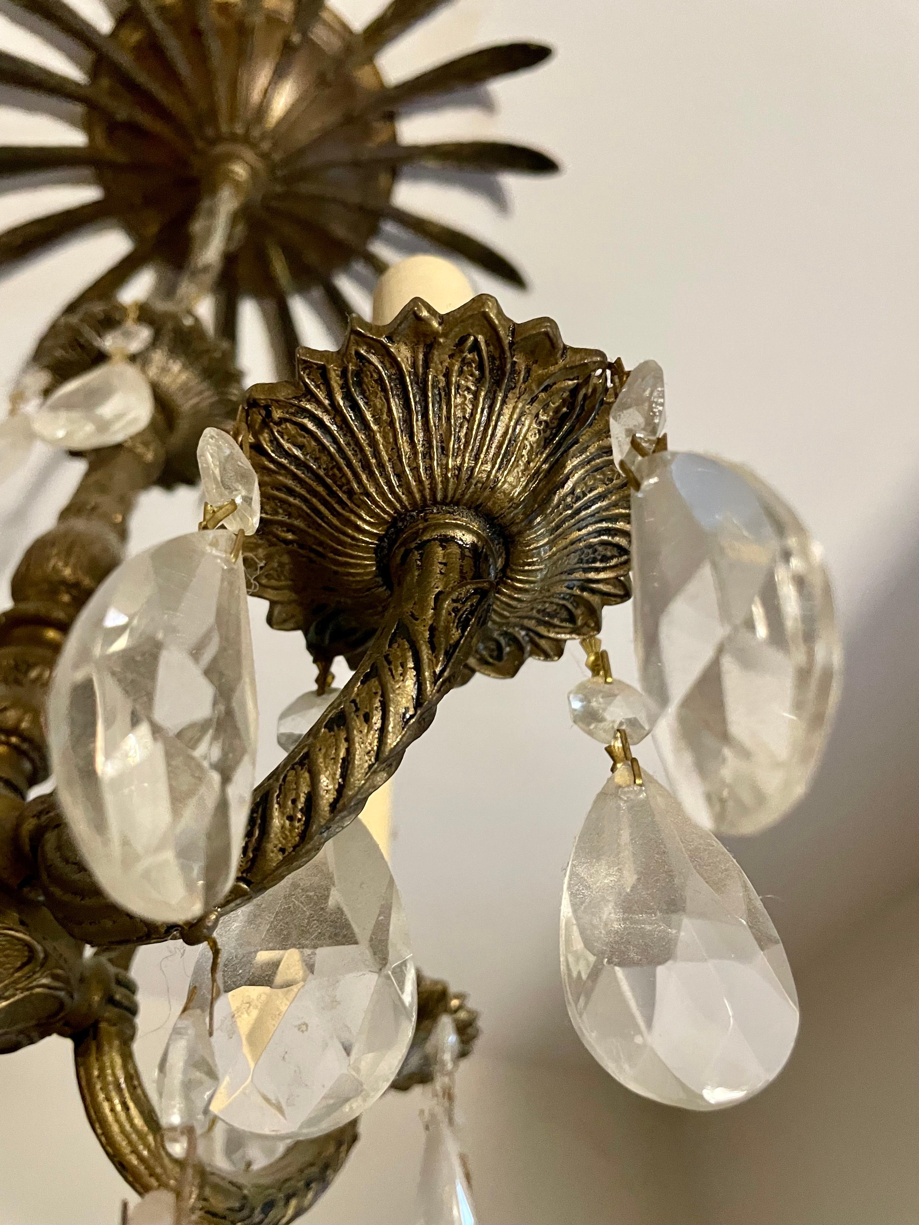 Petit French Style Brass and Crystal Chandelier 3