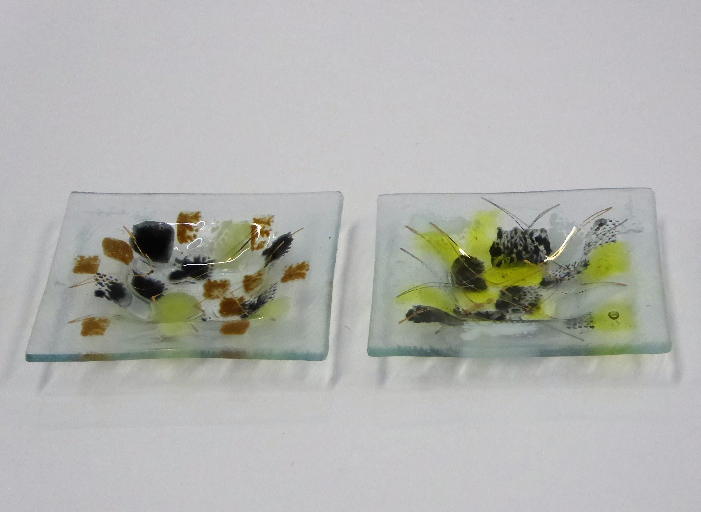 Petit Fused Abstract Glass Vessels by Frances and Michael Higgins Signed 1