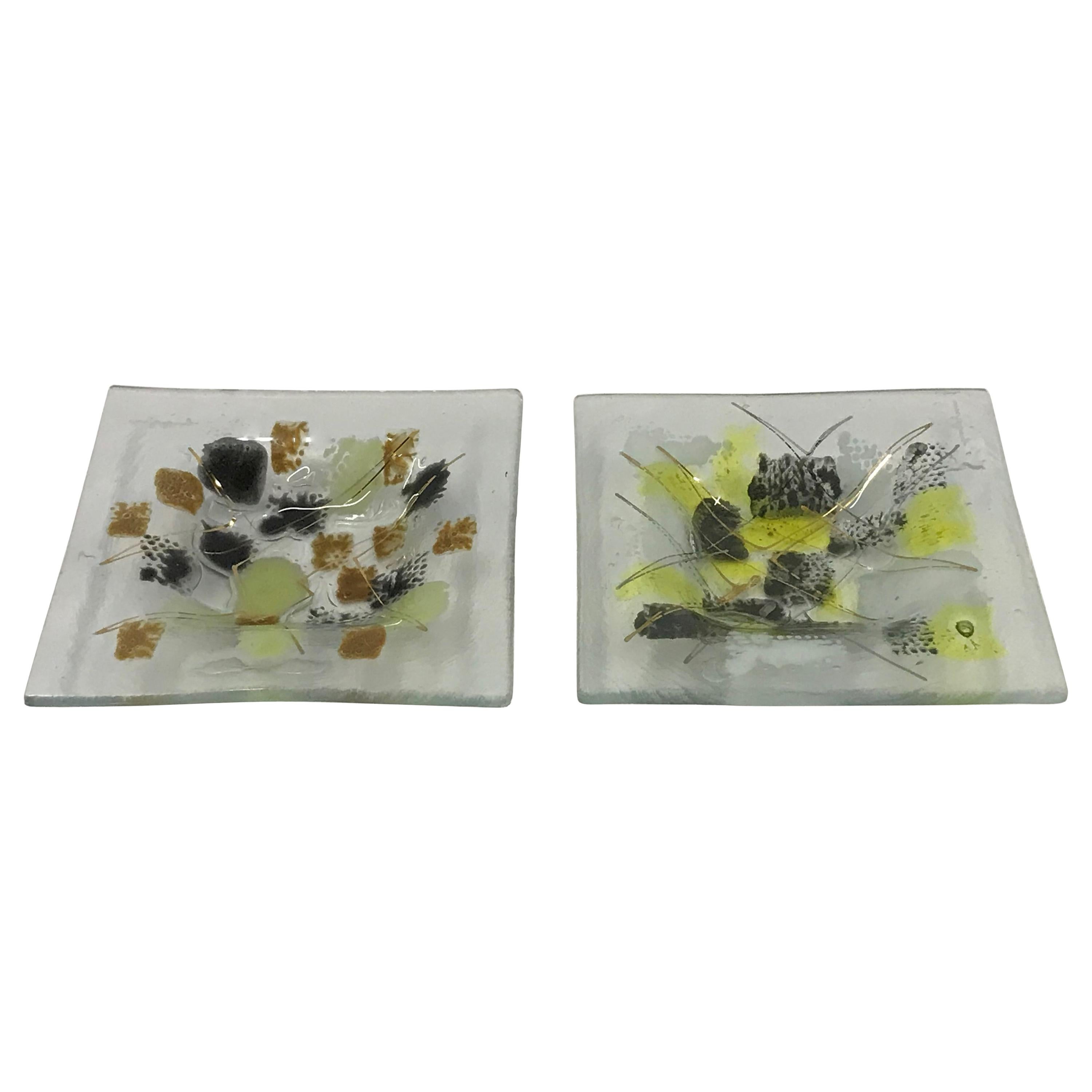 Petit Fused Abstract Glass Vessels by Frances and Michael Higgins Signed