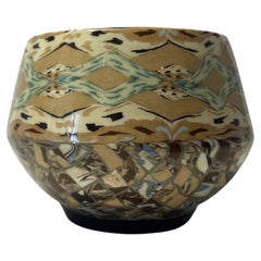 Retro Petit Jean Gerbino For Vallauris, France, Ceramic Glazed Earth Tones Mosaic Pot