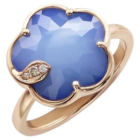 Petit Joli Ring Ring in 18k Rose Gold with Blue Moon and Diamonds 16117R For Sale