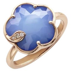 Bague Petit Joli en or rose 18 carats avec lune bleue et diamants 16117R