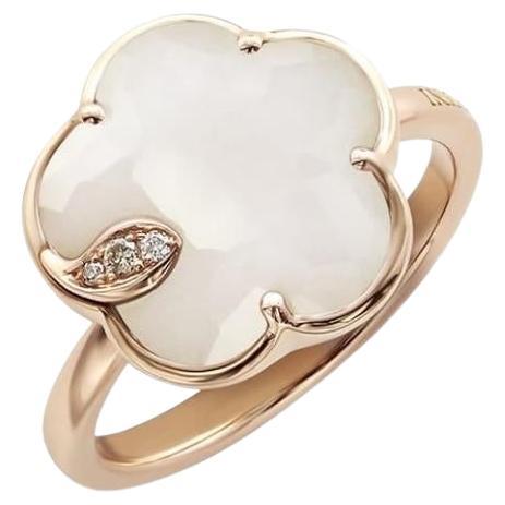PETIT JOLI Ring aus 18 Karat Roségold mit weißem Achat und Diamanten 16118R