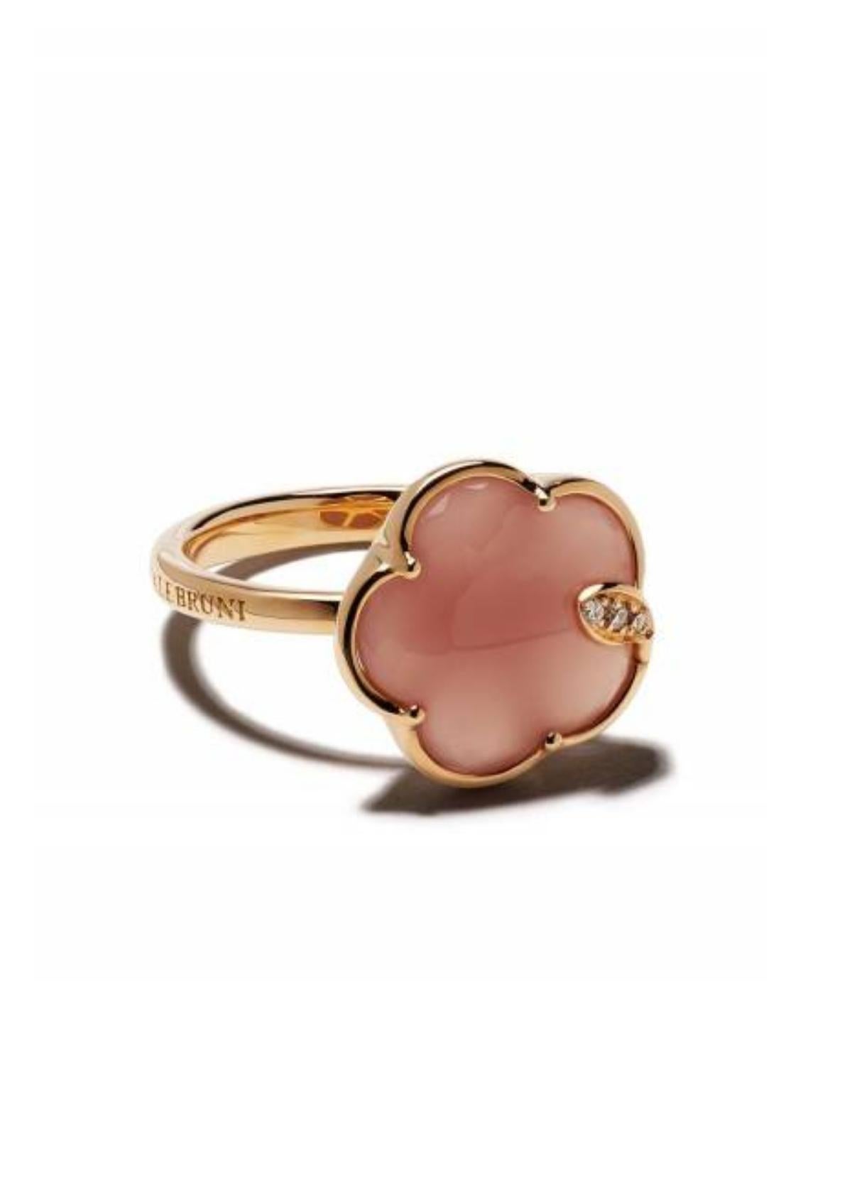 Brilliant Cut PETIT JOLI RING with Pink Chalcedony and Diamonds  16116R For Sale
