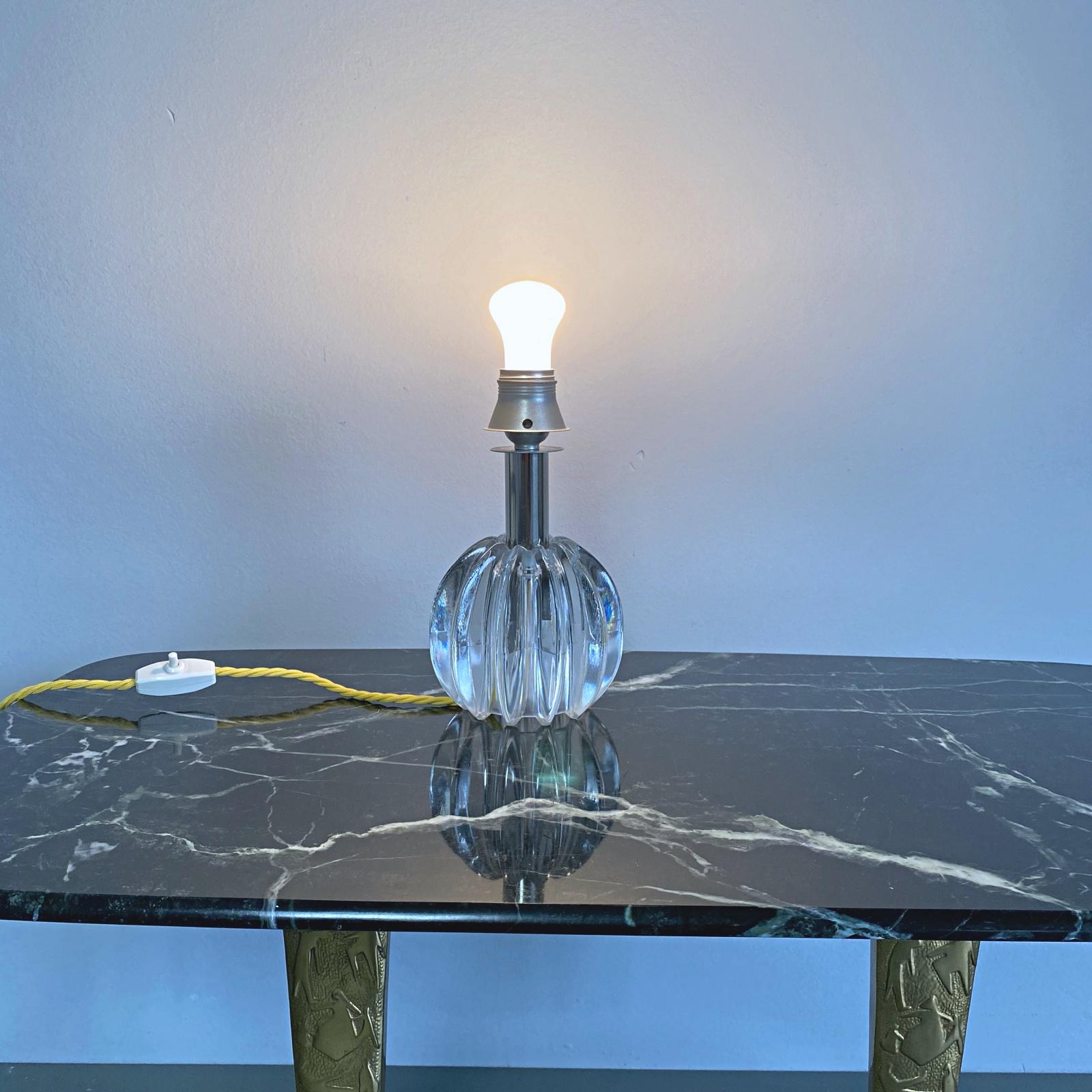 Petit Midcentury Venini Murano Blown Glass Table Lamp, 1950s, Italy In Good Condition In Biebergemund, Hessen