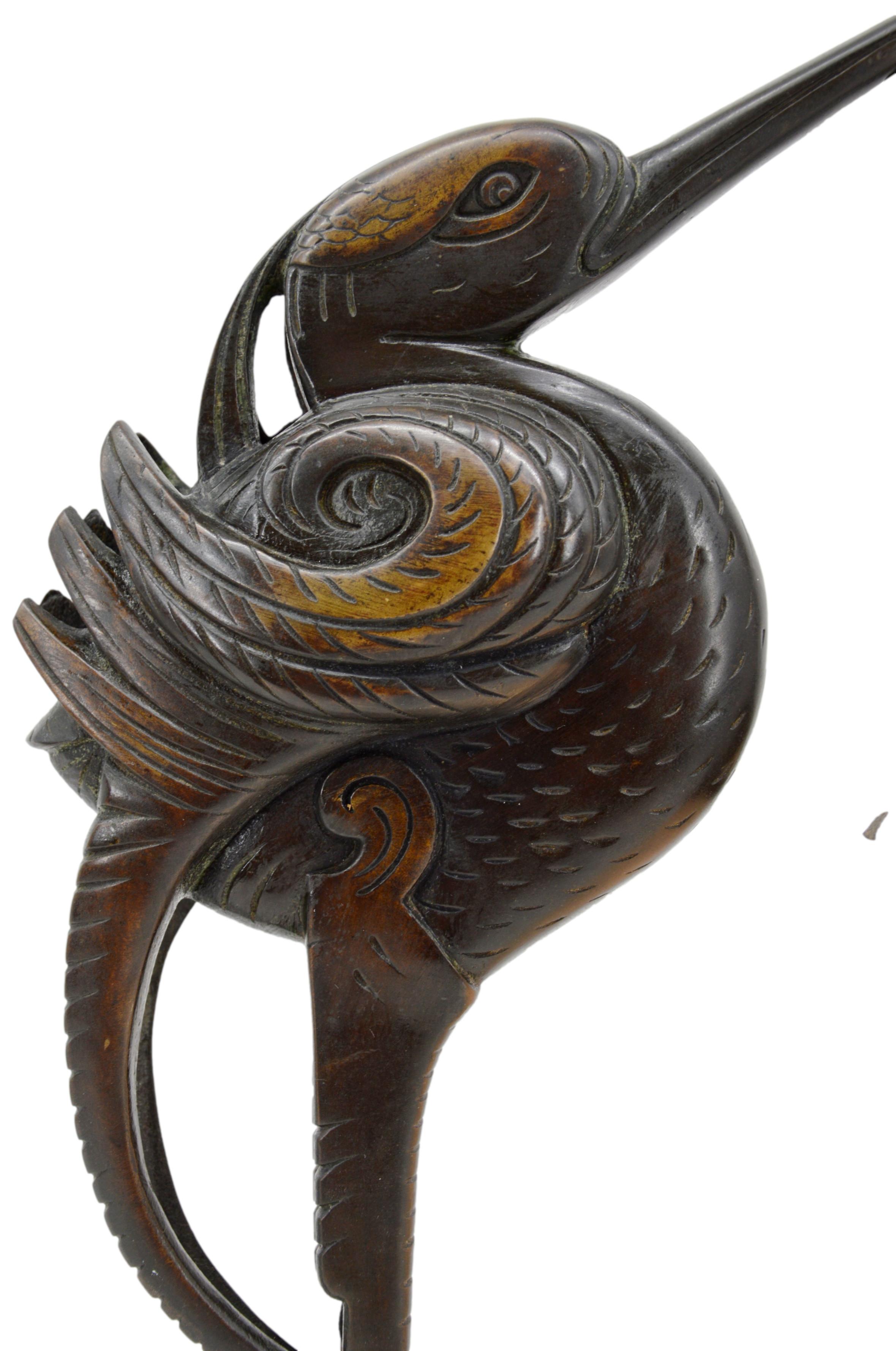 Petit-Monsigny Art Deco Ibis Sculpture Table Lamp, 1920 In Excellent Condition For Sale In Saint-Amans-des-Cots, FR