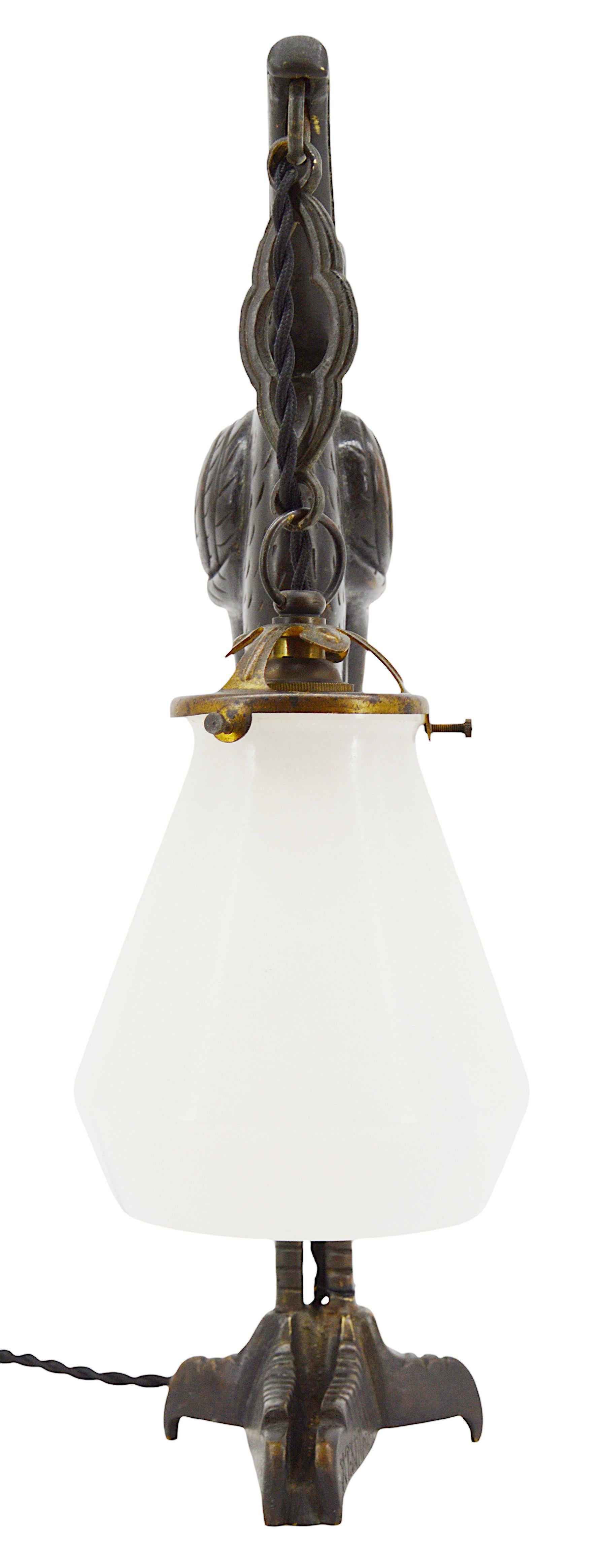 Petit-Monsigny Art Deco Ibis Sculpture Table Lamp, 1920 For Sale 2