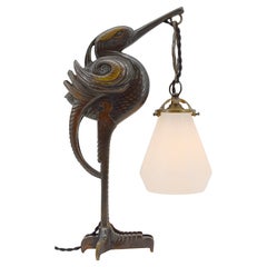 Petit-Monsigny Art Deco Ibis Sculpture Table Lamp, 1920