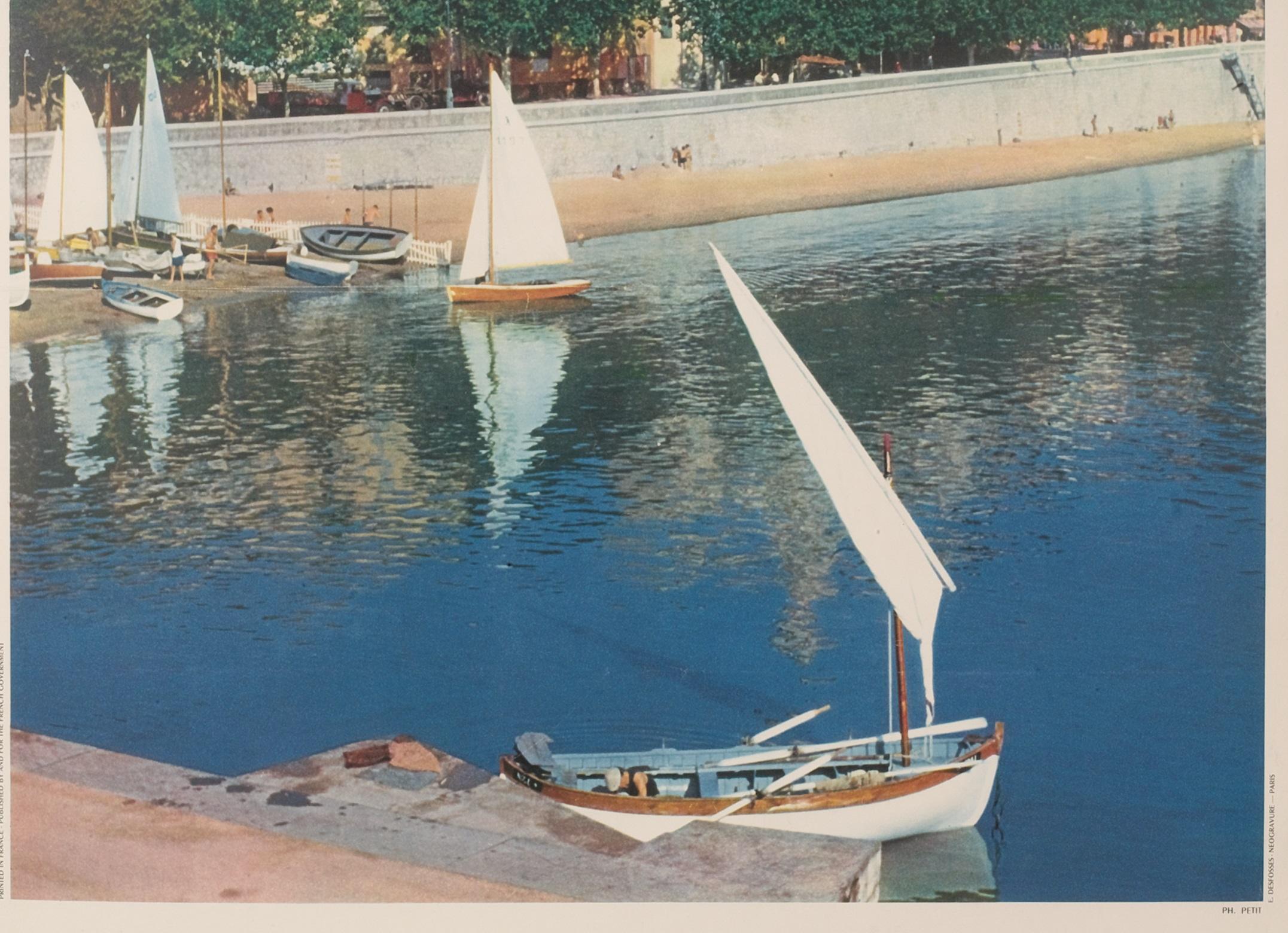 Poster published by the Ministry of Public Works, Transport and Tourism for the promotion of tourism on the Côte d'Azur, and especially Menton.

Artist: Petit
Title: France – Riviera – Côte-d'Azur - Menton
Date: circa 1960
Size (w x h): 23.6 x 39.4