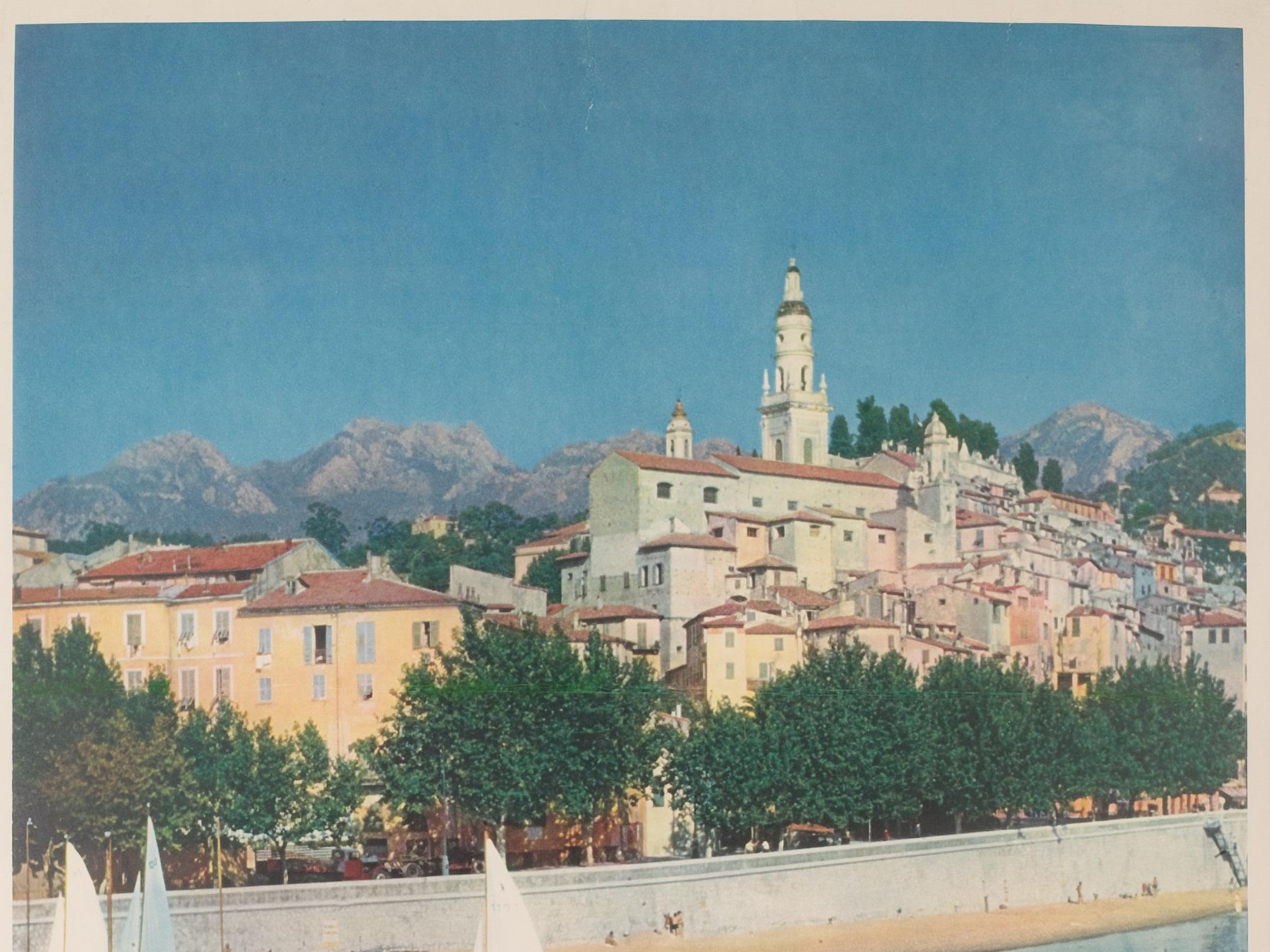 Mid-20th Century Petit, Original Vintage Poster, French Riviera, Cote d'Azur, Menton, 1960 For Sale
