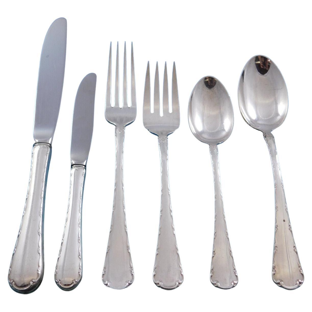 Petit Point by Towle Sterling Silver Flatware Set for 12 Service 79 Pieces For Sale