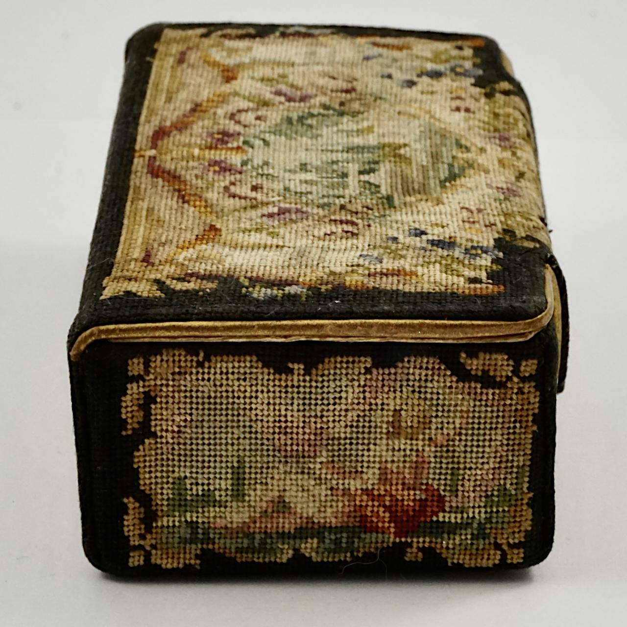 Petit Point Opera Glasses in a Petit Point Case with Gold Leather Moiré Lining 5