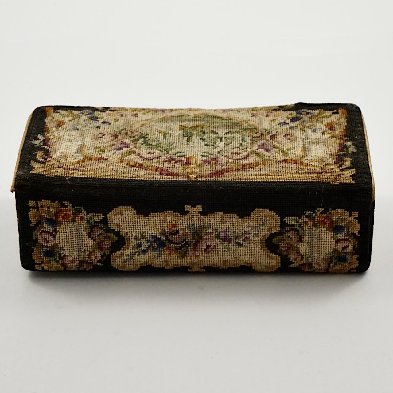 Petit Point Opera Glasses in a Petit Point Case with Gold Leather Moiré Lining 4