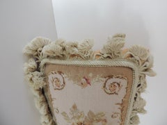 Petit Point Tapestry Floral Decorative Lumbar Pillow with Tassel Fringes