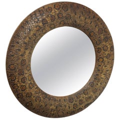 Petit Round Mirror with Snakeskin Motif