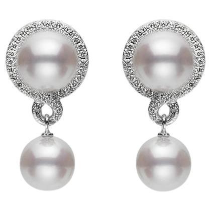 Petit Soleil Akoya Cultured Pearl Drop Earrings in 18K White Gold MEA10400ADXW