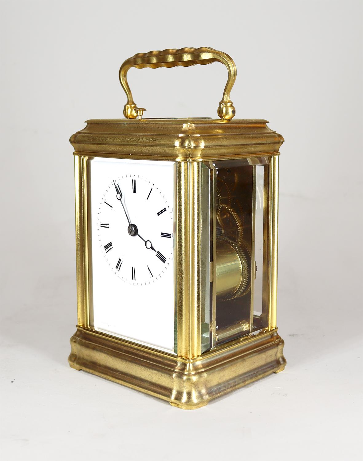 French Petit Sonnerie Carriage Clock in Gorge Case with original Gilding For Sale