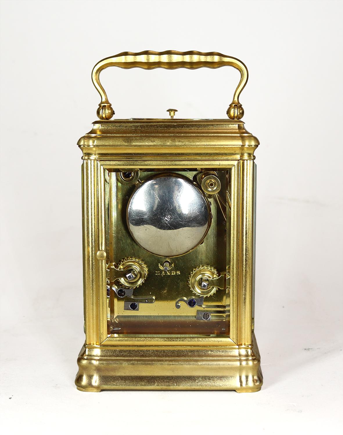 Petit Sonnerie Carriage Clock in Gorge Case with original Gilding In Good Condition For Sale In Amersham, GB