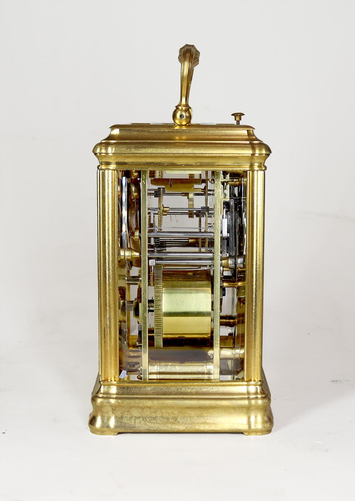 Mid-19th Century Petit Sonnerie Carriage Clock in Gorge Case with original Gilding For Sale