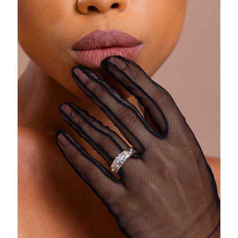 Women's 0.33ct Baguette Diamond Flower Ring For Sale