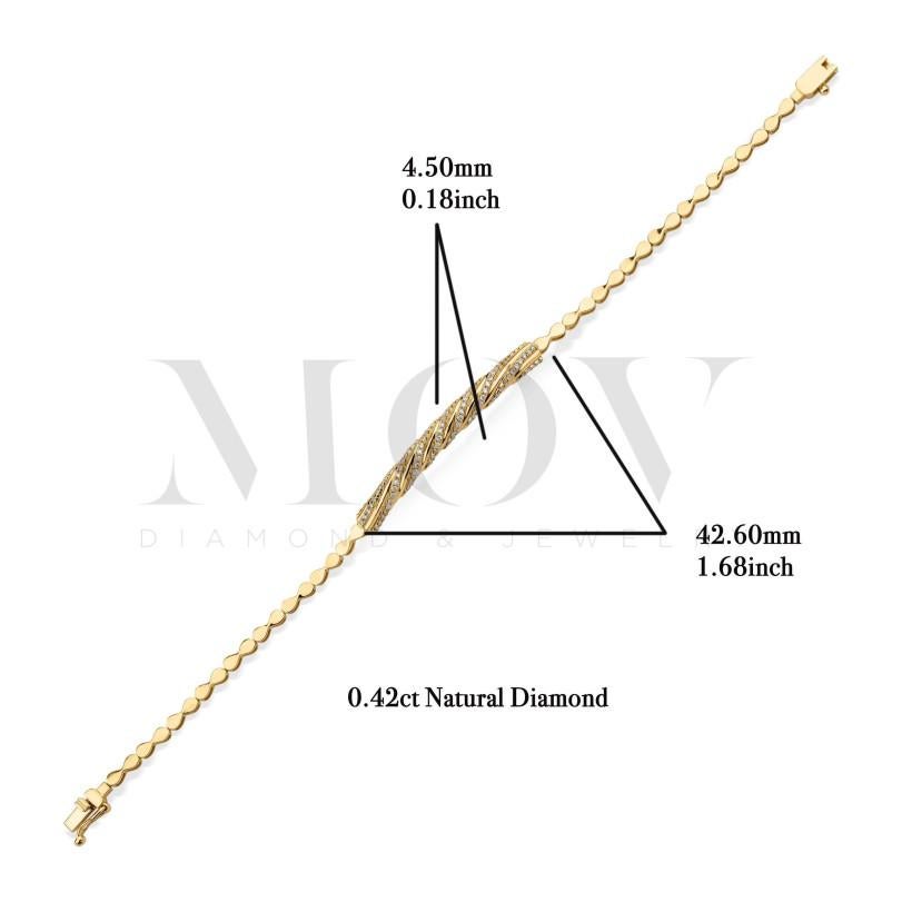 0.42ct Cylinder Shaped Diamond And Solid Gold Bracelet For Sale 1